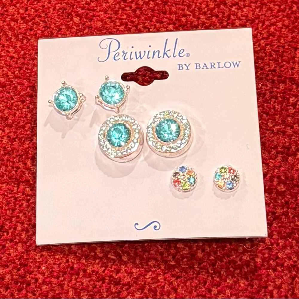 Periwinkle by Barlow 3pc Aqua and Rainbow Earring set